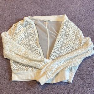 White lacy Hollister zip up